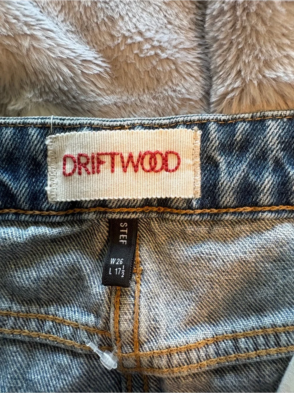 DRIFTWOOD faded blue button-front denim skirt